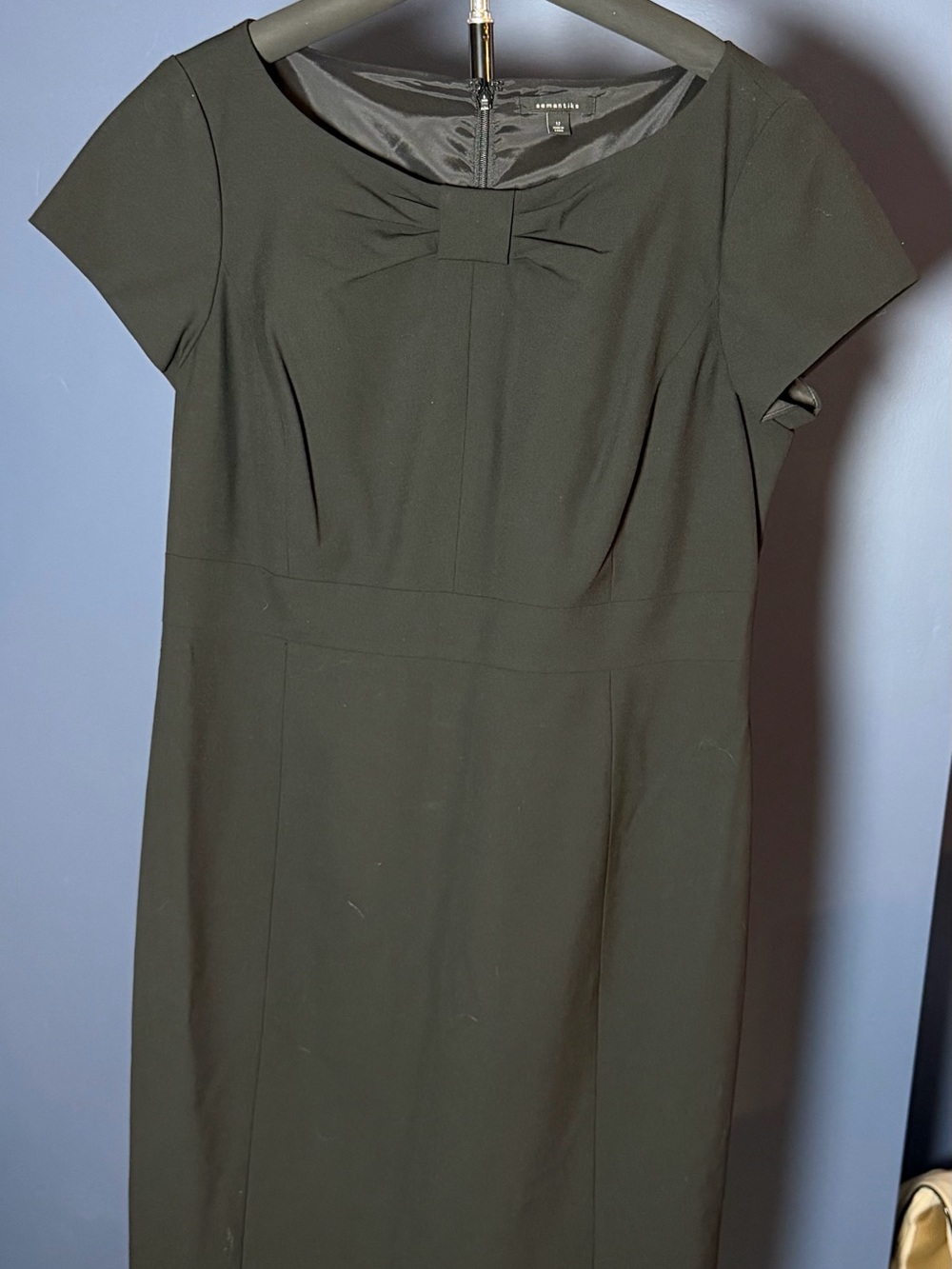 Nordstrom Black Midi Dress with Front Bow Detail